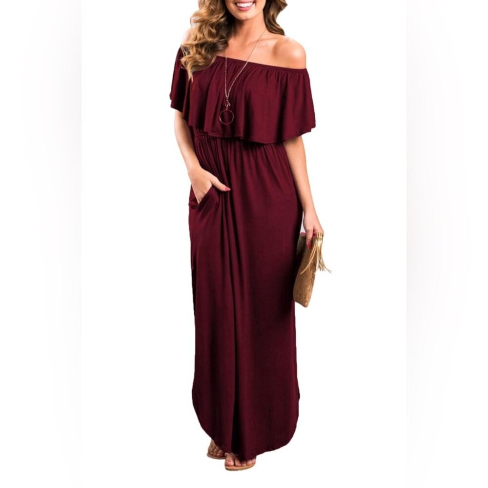 THANTH Off-The-Shoulder Maxi Dress.